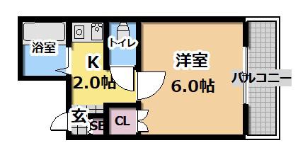 サンティール太子橋駅前(1K/6階)の間取り写真