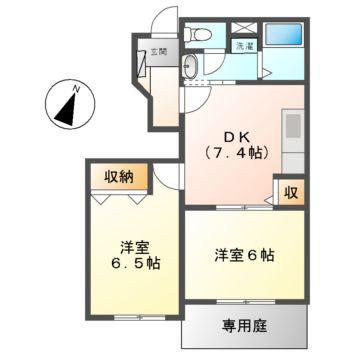 プルーリオン(2DK/1階)の間取り写真