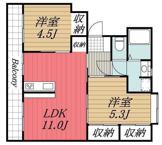 ドリーム佐倉 II(2LDK/1階)の間取り写真