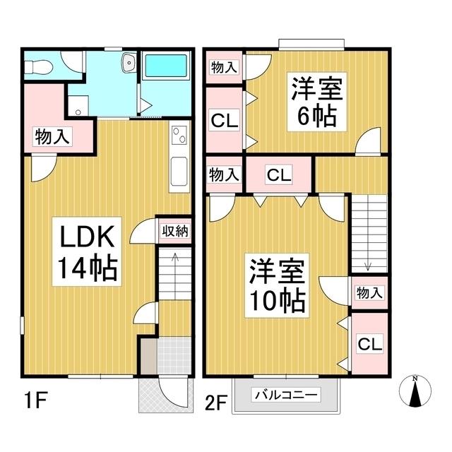 BELLA VISTA A(2LDK/1階)の間取り写真