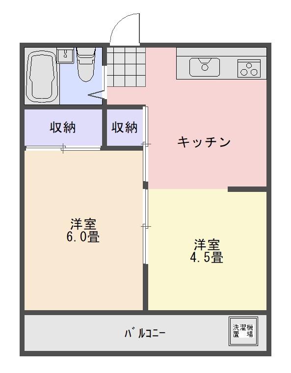 大和町2丁目アパート(2K/1階)の間取り写真
