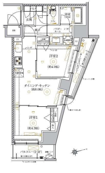 RELUXIA墨田八広(2DK/3階)の間取り写真
