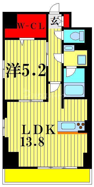 クレストソシア(1LDK/2階)の間取り写真