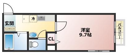 ブルーム大和田(1K/1階)の間取り写真