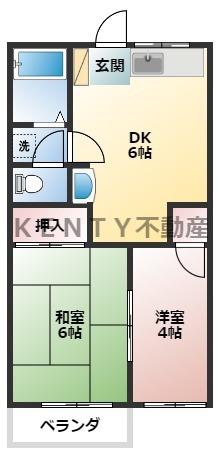 光荘6号館(2DK/2階)の間取り写真