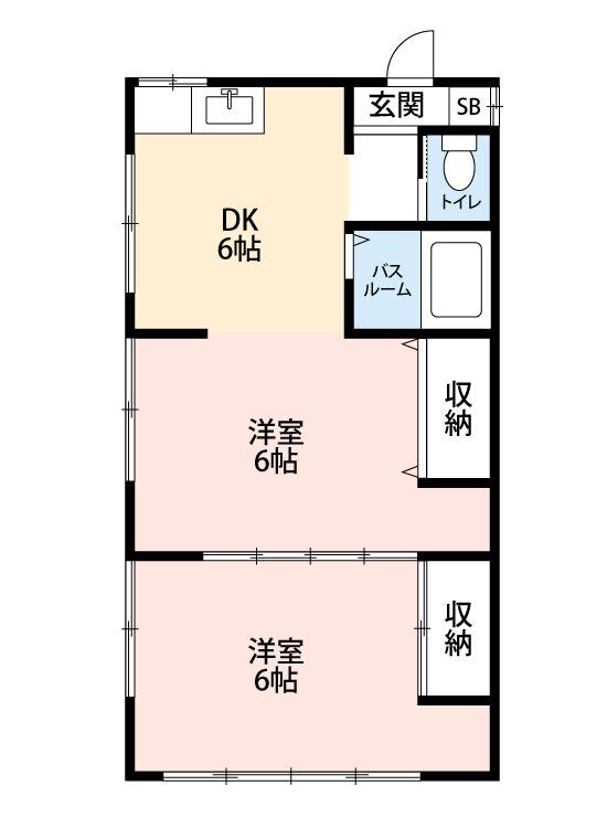 リプロハウス中原(2DK/1階)の間取り写真
