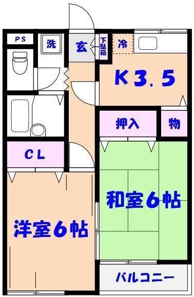 オリンファーム(2K/2階)の間取り写真