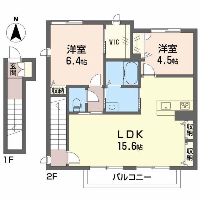 シャーメゾン上泉(2LDK/2階)の間取り写真