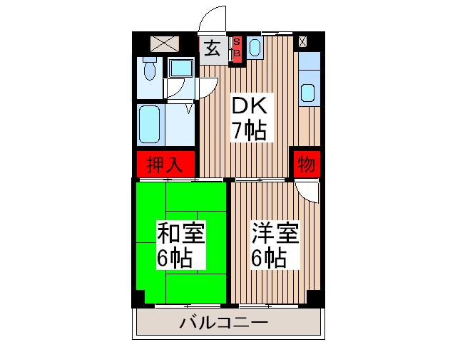 ハイデンス森(2DK/3階)の間取り写真