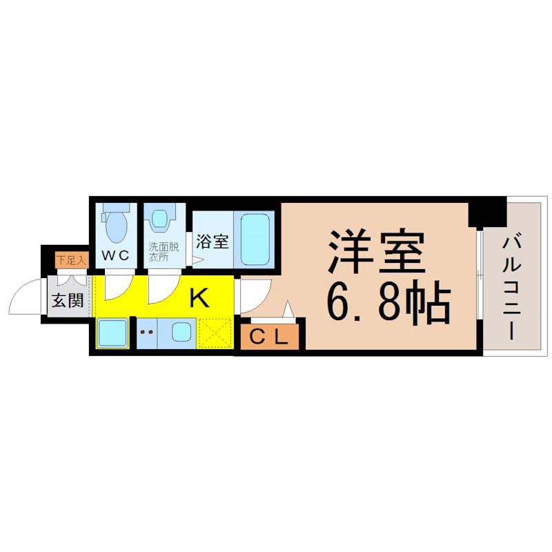 SOLメイクス浄心天神山(1K/10階)の間取り写真