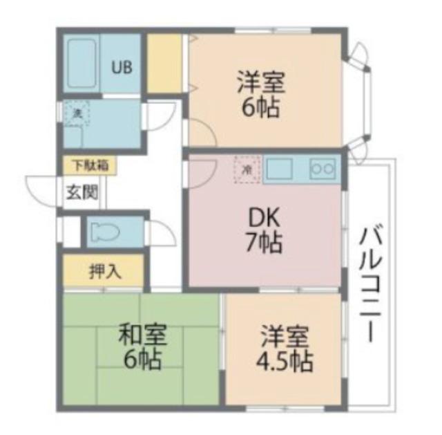 戸田ホームズ(3DK/1階)の間取り写真