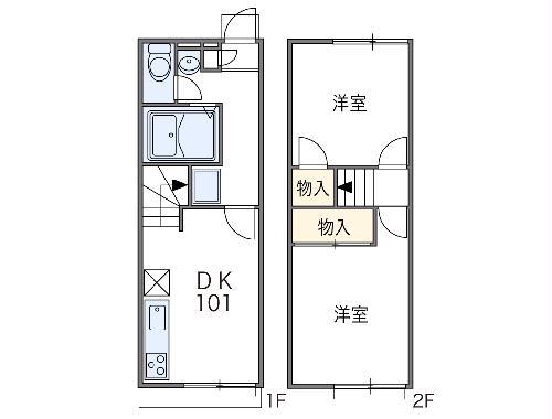 レオパレス太子II(2DK/1階)の間取り写真