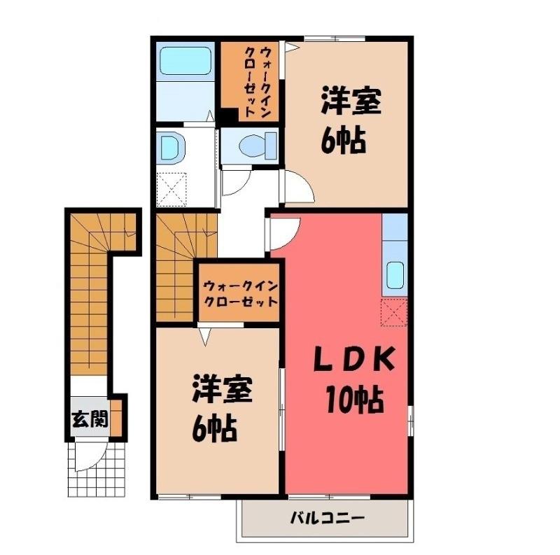 クローバーA(2LDK/2階)の間取り写真