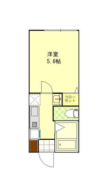 リシェス生田(1K/2階)の間取り写真