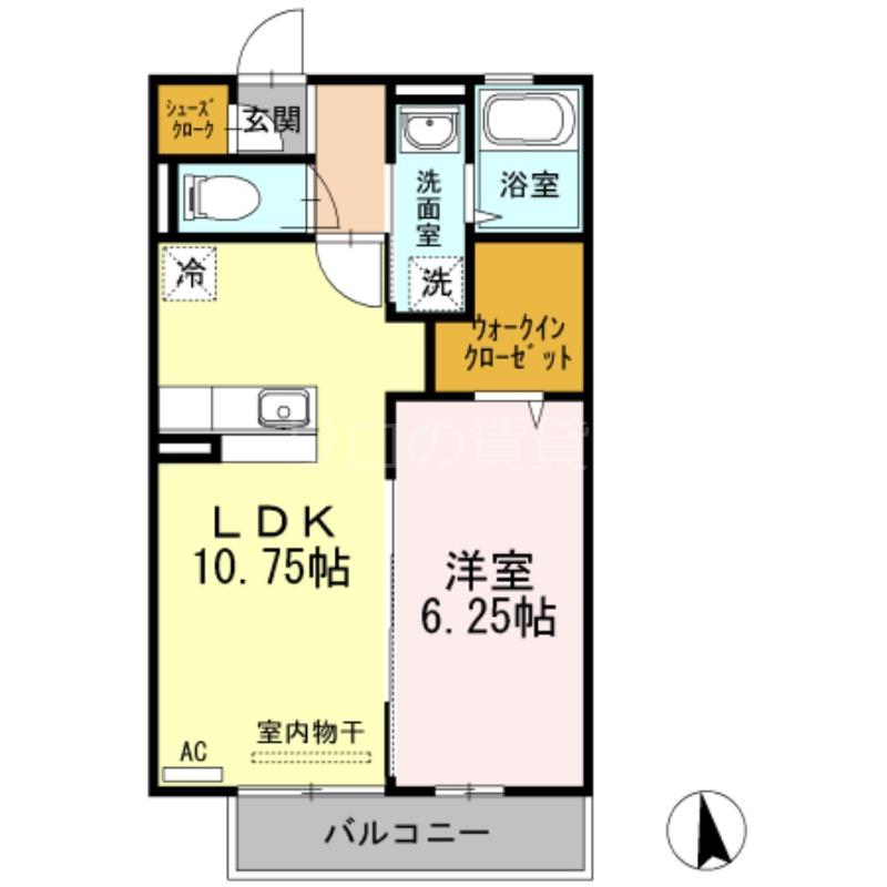 サウスコート(1LDK/2階)の間取り写真