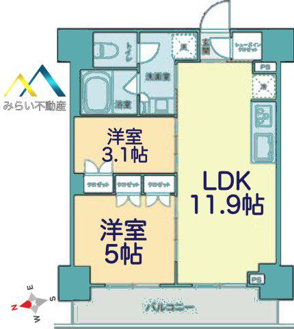 ザ・ライオンズフォーシア鶴見(2LDK/10階)の間取り写真