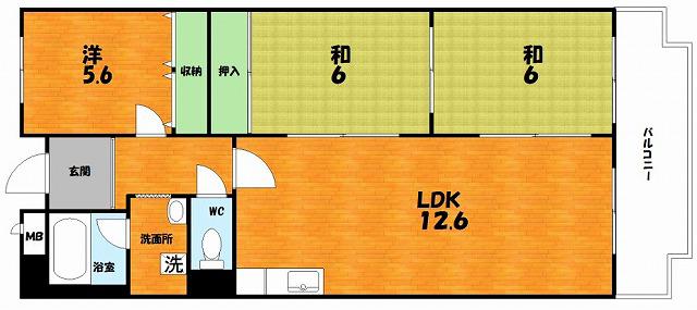 アスティック・アサダ(3LDK/2階)の間取り写真