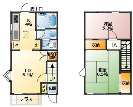 三高・ファミールアリス(2LDK/1階)の間取り写真