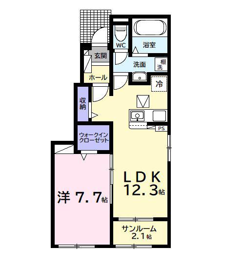 アイリス(1LDK/1階)の間取り写真
