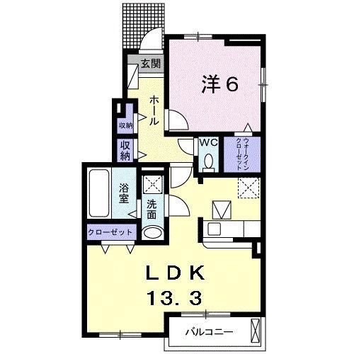ラグーン岸脇I(1LDK/1階)の間取り写真