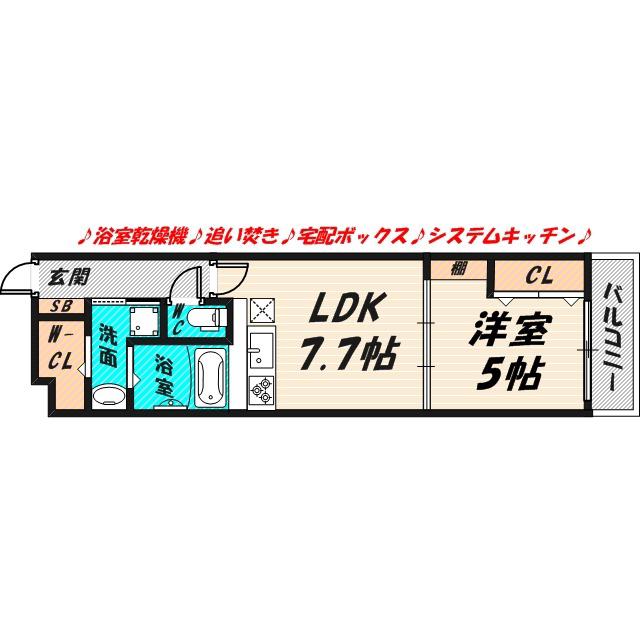 ESTAGEO太子橋(1DK/2階)の間取り写真