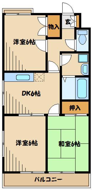 サンテラス百合丘(3DK/2階)の間取り写真
