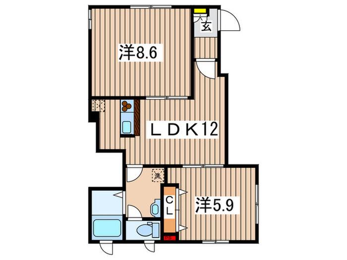 K10ハイツ(2LDK/1階)の間取り写真