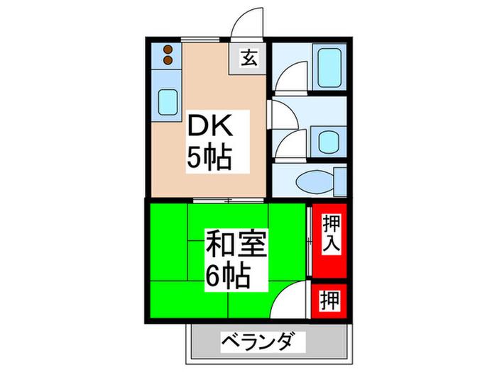 HILLS A 438(1DK/2階)の間取り写真