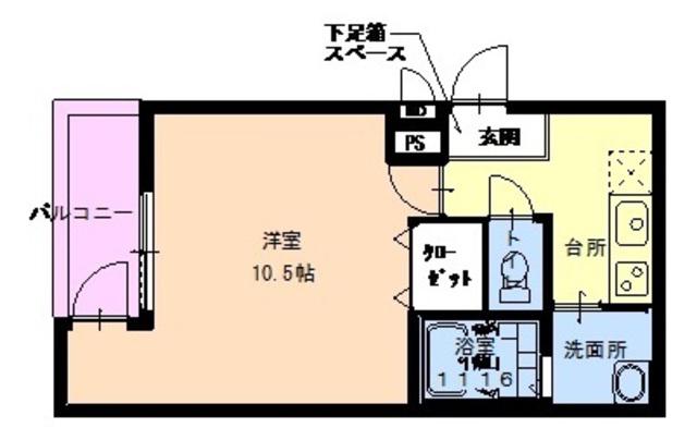 フジパレス北加賀屋I番館(1K/3階)の間取り写真