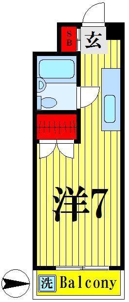グリーンハイツ五反野(ワンルーム/4階)の間取り写真