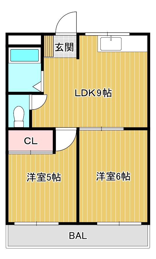 T&Sマスダビル(2LDK/2階)の間取り写真