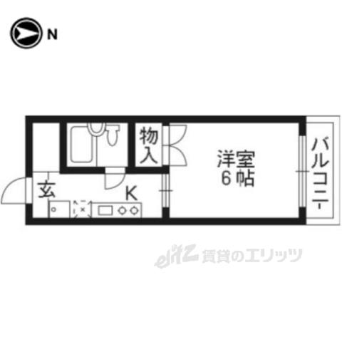 グランディール堤(1K/3階)の間取り写真