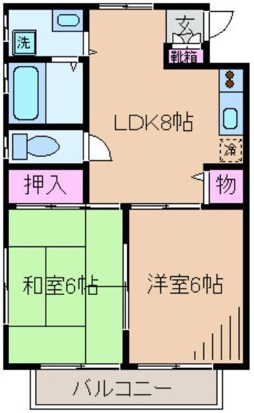 ドメス カミーリア(2DK/1階)の間取り写真