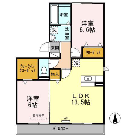 クレシア A(2LDK/2階)の間取り写真