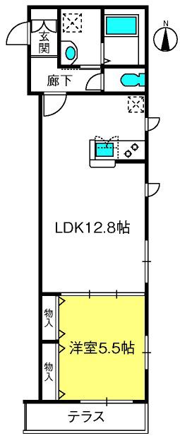 しあわせの丘(1LDK/1階)の間取り写真
