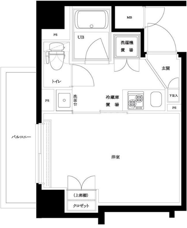 ルーブル高津(1K/9階)の間取り写真