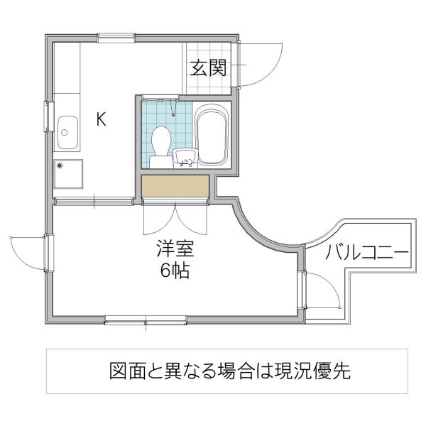 サニーサイド水戸駅北(1K/4階)の間取り写真