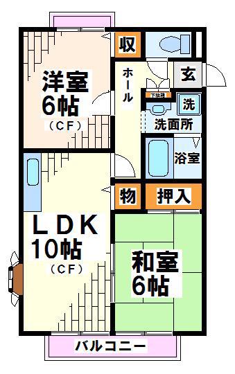 グリーンサンライフ(2LDK/2階)の間取り写真