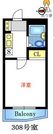 スカイコート白楽第2(1K/3階)の間取り写真
