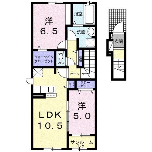 セレーノ II(2LDK/2階)の間取り写真