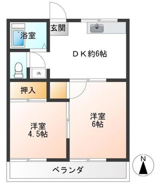 第二はなぶさコーポ(2DK/1階)の間取り写真