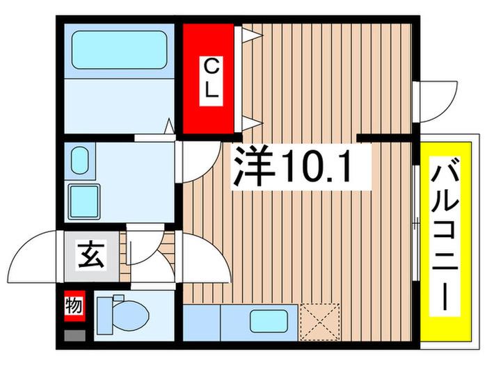 メリディアンなないろの里 壱番館(ワンルーム/1階)の間取り写真