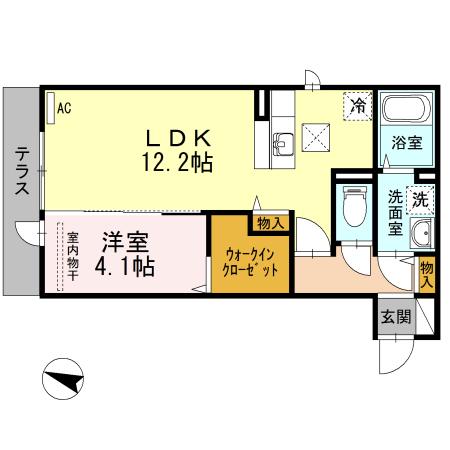 D-ROOM空港南(1LDK/2階)の間取り写真