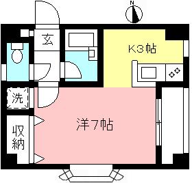 ベルグレース(1K/1階)の間取り写真