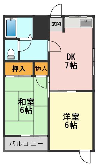大場マンション(2DK/2階)の間取り写真