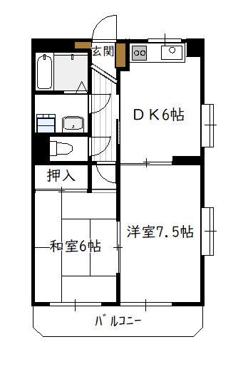 ユーミー青柳1号館(3DK/1階)の間取り写真