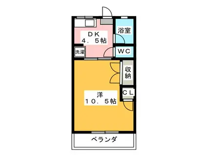 サンハイム和合(1DK/1階)の間取り写真