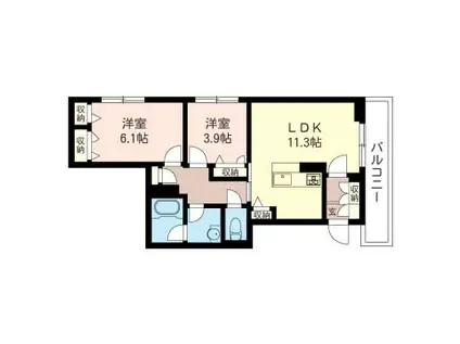 ATTRA(2LDK/2階)の間取り写真