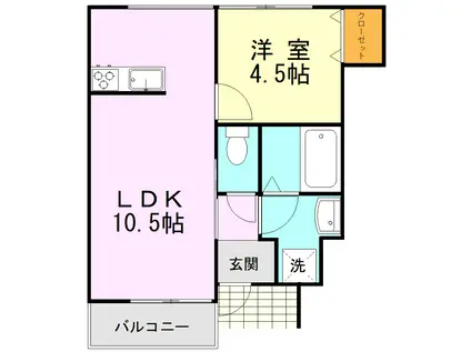 ノブハウス山室(1LDK/1階)の間取り写真
