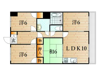 ヒルサイドコートI(3LDK/2階)の間取り写真